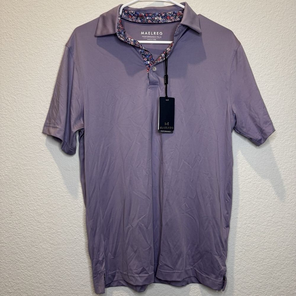 Maelreg Polo‎ Shirt Mens Small Lavender Purple Performance Golf Stretch NWT
